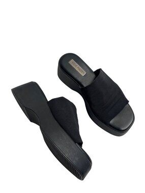 Steve Madden Slinky Black Y2K Slip-On Platform Sandals Size 40